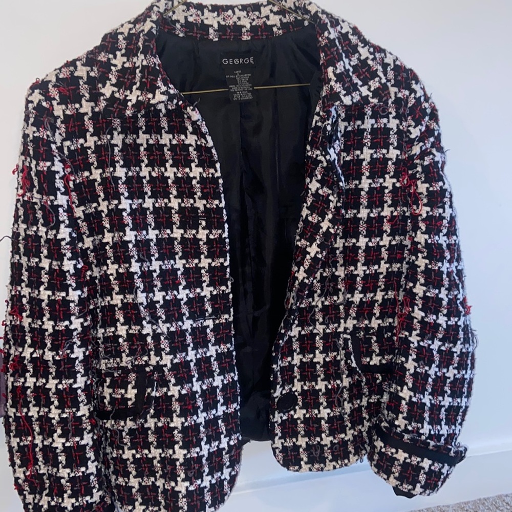 Red white and black jacket
